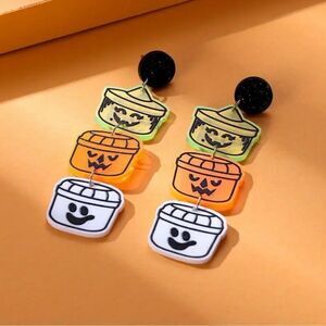 Boo Bucket Halloween Earrings Lightweight Acrylic McDonalds